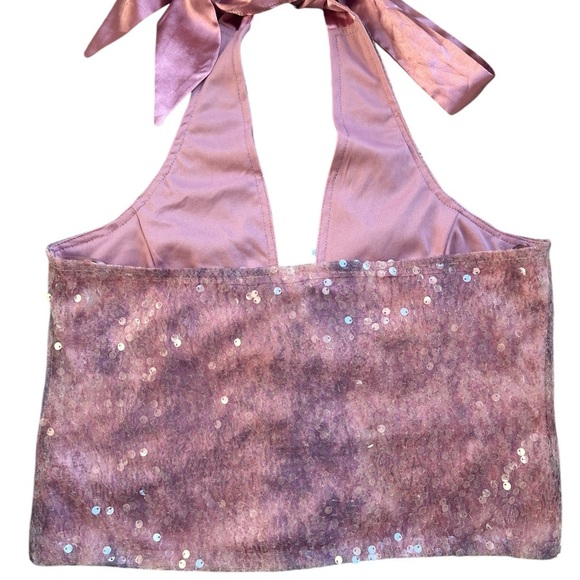 Nasty Gal Pink Sequin Lace-Up Tank Top - Picture 8 of 9